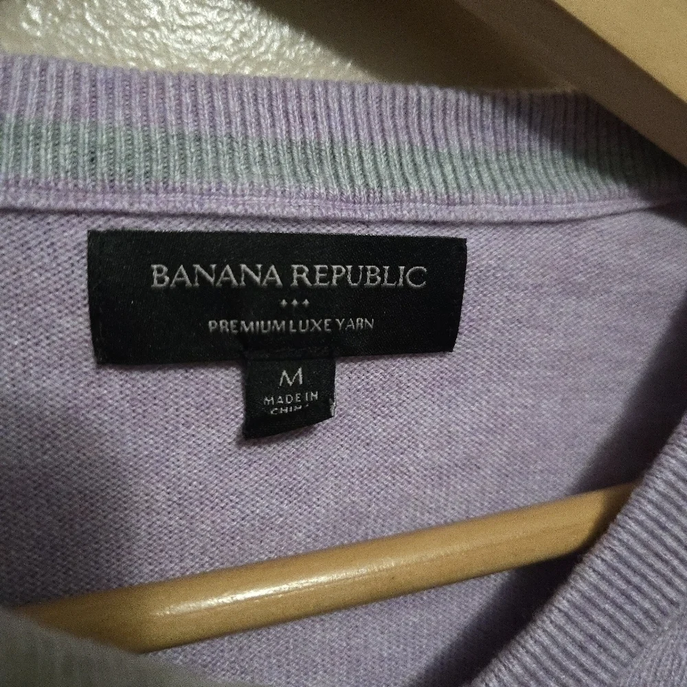 Banana Republic Men's Premium Luxe Yarn V-Neck Sweaters Bundle of 2
